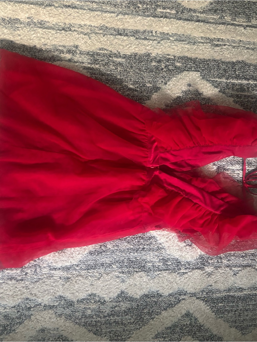 Girls Bright Red Tulle Party Dress with Ruched Bodice